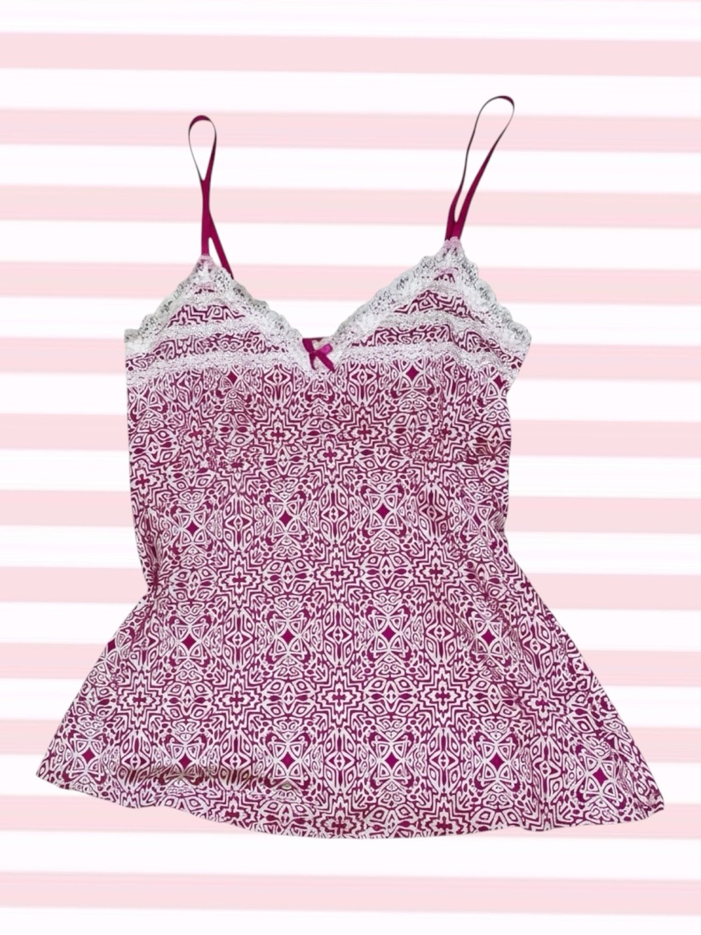 Marilyn Monroe Pink & White Geometric Lace Cami XL